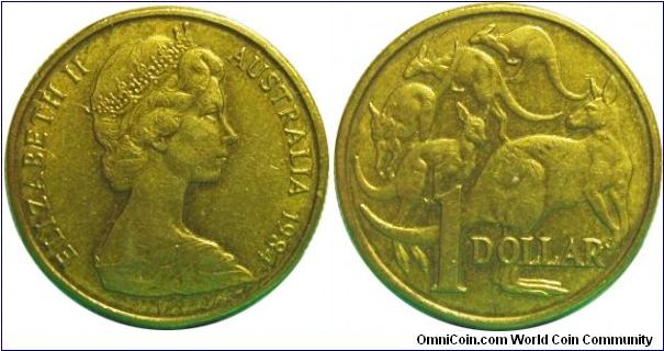 Australia 1984 1 dollar. The very year the first dollar coin was minted. Not a bad grade found in circulation!