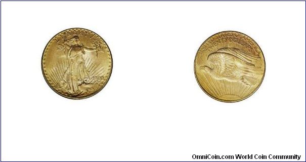20 dollars gold,1908(no motto),BU state !