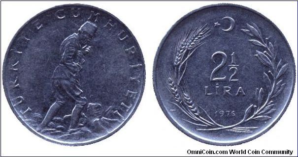 Turkey, 2 1/2 lira, 1976, Steel, Atatürk.                                                                                                                                                                                                                                                                                                                                                                                                                                                                           