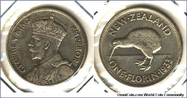 New Zealand 1 florin 1933