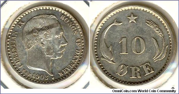 Denmark 10 ore 1903 - 1903/803 overdate