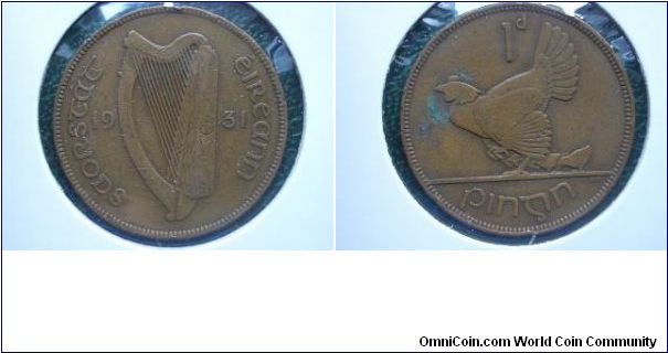 1931 penny ireland hen and chick
