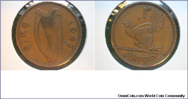 1943 penny ireland hen and chick