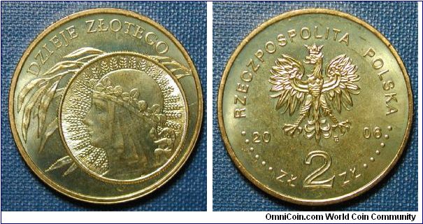 2006 Poland 2 Zloty, history of Zloty currency.