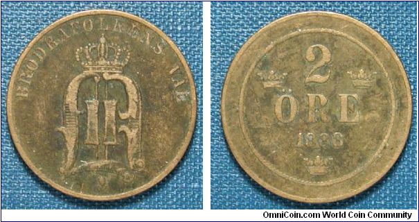 1888 Sweden 2 Ore