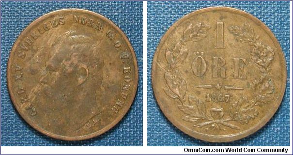 1867 Sweden 1 Ore