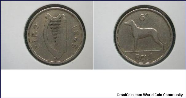 1945 sixpence ireland