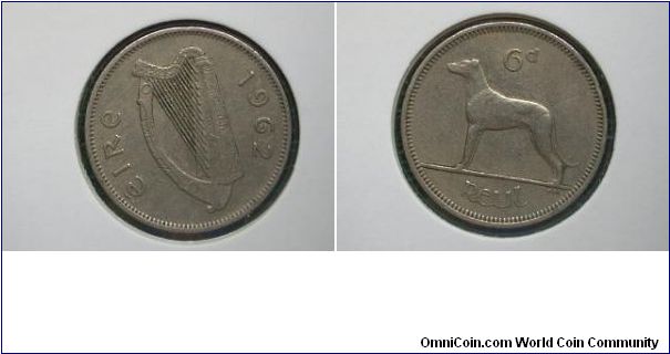 1962 sixpence ireland