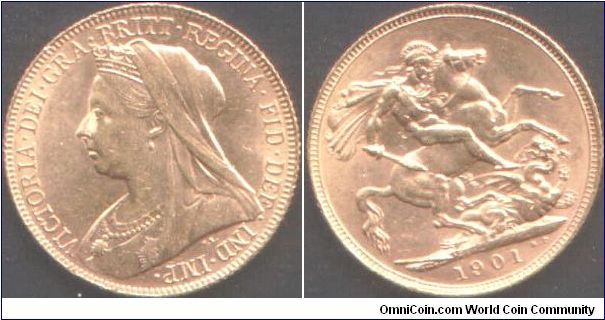 Nice veiled head Vicky sovereign minted in her last year of office.