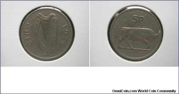 1974 5 pence ireland