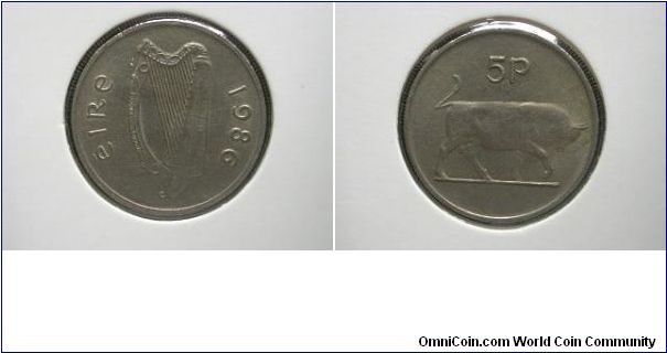 1986 5 pence ireland