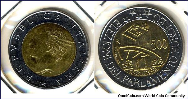 Italy 500 lire 1999 - European Parliament