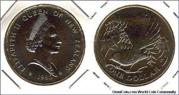 New Zealand 1 dollar 1980 - Fantail bird