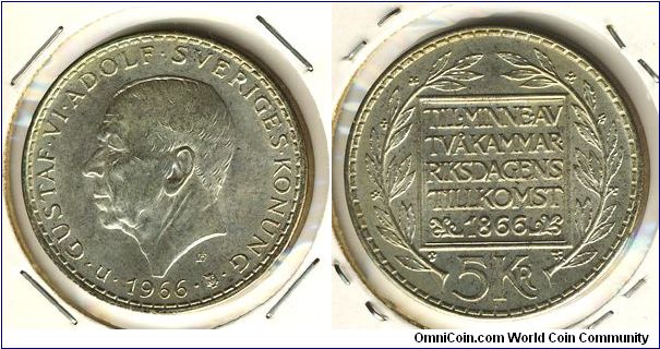 Sweden 5 kronor 1966 - Constitutional Reform