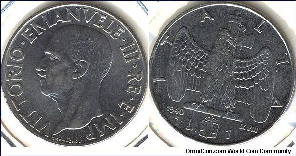 Italy 1 lira 1940