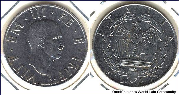 Italy 2 lire 1940
