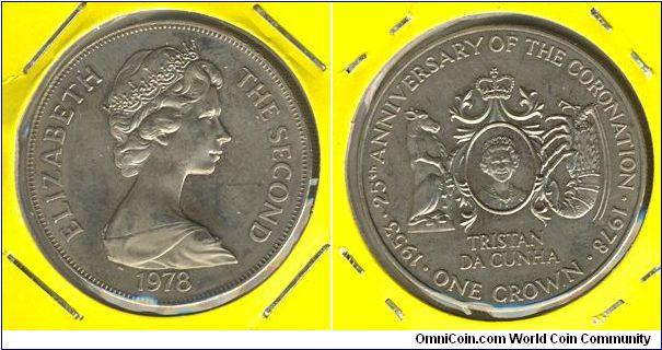 Tristan Da Cunha 1 crown 1978 - Coronation 25th Anniv.