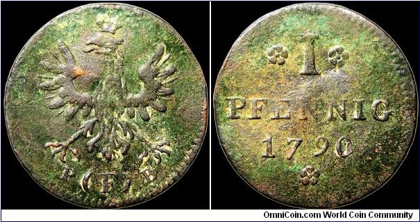 1 Pfennig, Frankfurt.                                                                                                                                                                                                                                                                                                                                                                                                                                                                                               