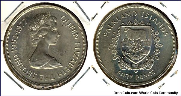 Falkland Islands 50 pence 1977 - Silver Jubilee