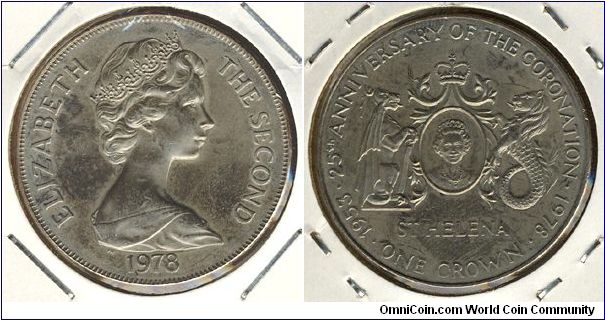 St Helena 1 crown 1978 - Coronation 25th Anniv.