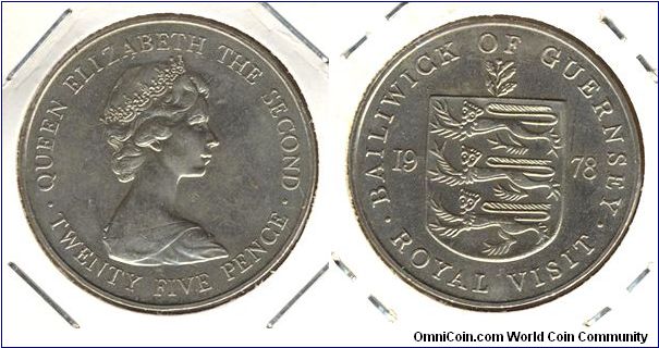 Guernsey 25 pence 1978 - Royal Visit