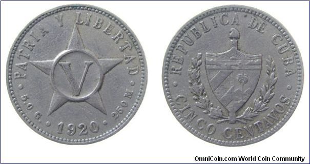 1920 5 centavos

KM #11.1