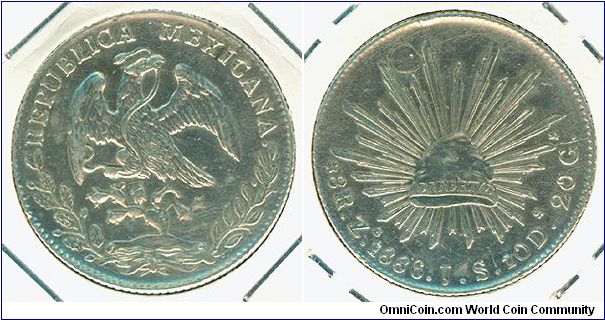 Mexico 8 reales 1886-Zs