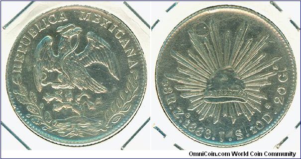 Mexico 8 reales 1886-Zs