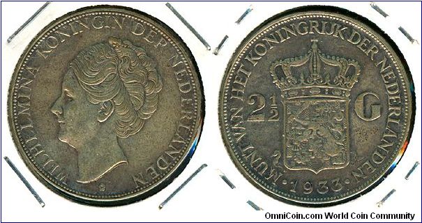 Netherlands 2.5 guilder 1933