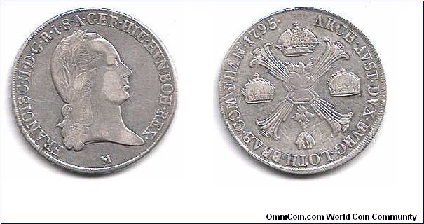 A `crocione' (aka `taler') minted for the Austrian controlled part of Italy and minted at Milan.