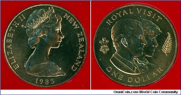 New Zealand 1 dollar 1983 - Royal Visit of Prince Charles and Princess Diana (and Prince William)