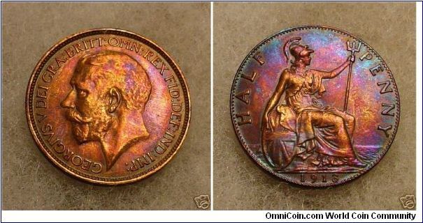 George V Halfpenny 
Toned.