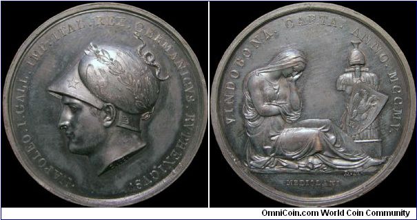 Conquest of Austria, France.

A medal that whose reverse shows the reality of war.                                                                                                                                                                                                                                                                                                                                                                                                                                
