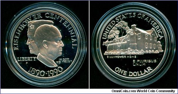 USA 1 dollar 1990-P - Eisenhower Centennial, Proof issue