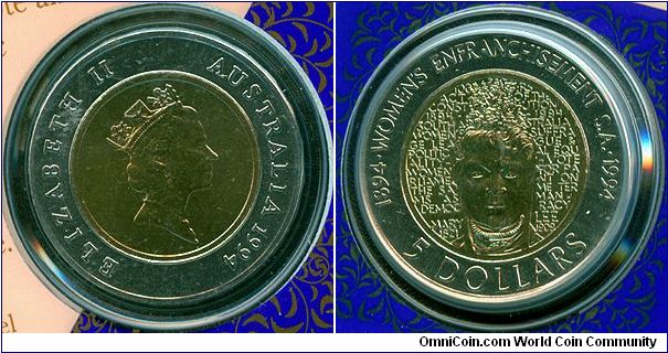 Australia 5 dollars 1994 - Women's Enfranchisement