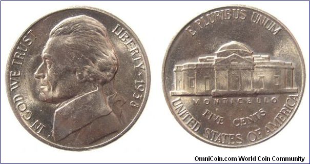 1938 Jefferson nickel (first year of issue)