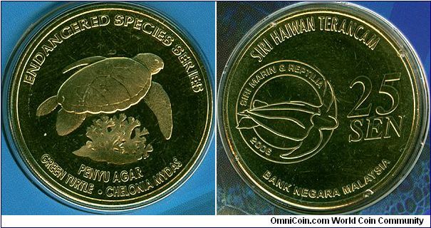 Malaysia 25 sen 2006 - Endangered Species Series 3: Green Turtle
