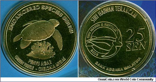 Malaysia 25 sen 2006 - Endangered Species Series 3: Green Turtle