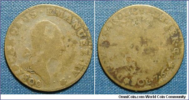 1800 Italian States Sardinia 7.6 Soldi