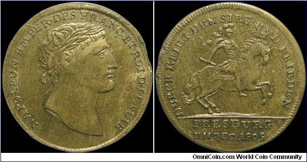 Paix de Presbourg, France.

A little larger at 28mm than the usual German jeton of the period. There were three variants using the same reverse.                                                                                                                                                                                                                                                                                                                                                                  