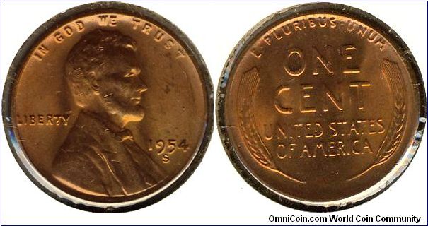 USA 1 cent 1954-S