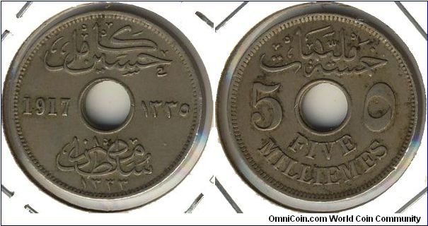 Egypt 5 milliemes 1917-H
