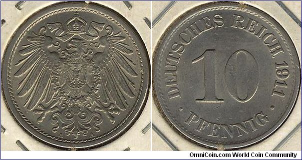 Germany 10 pfennig 1911-A - Empire