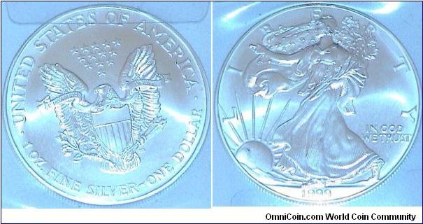 1 Dollar. Walking Liberty. Silver Proof Coin.