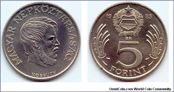 Hungary, 5 forint 1983.
Lajos Kossuth.