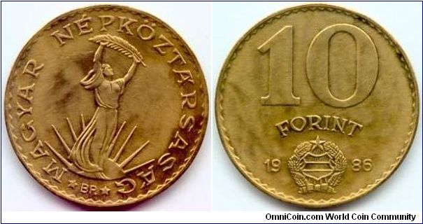 Hungary, 10 forint 1986.
