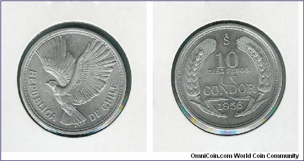 10 peso coin from Chile.