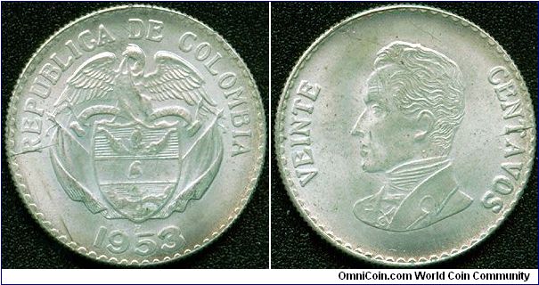 Colombia 20 centavos 1953