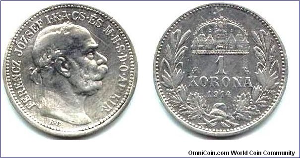 Hungary, 1 korona 1914.
King Franz Joseph I.