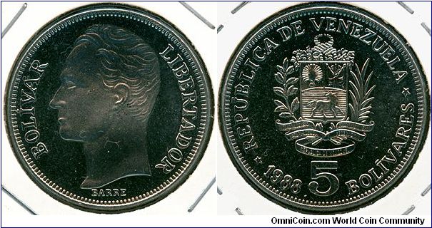 Venezuela 5 bolivares 1988